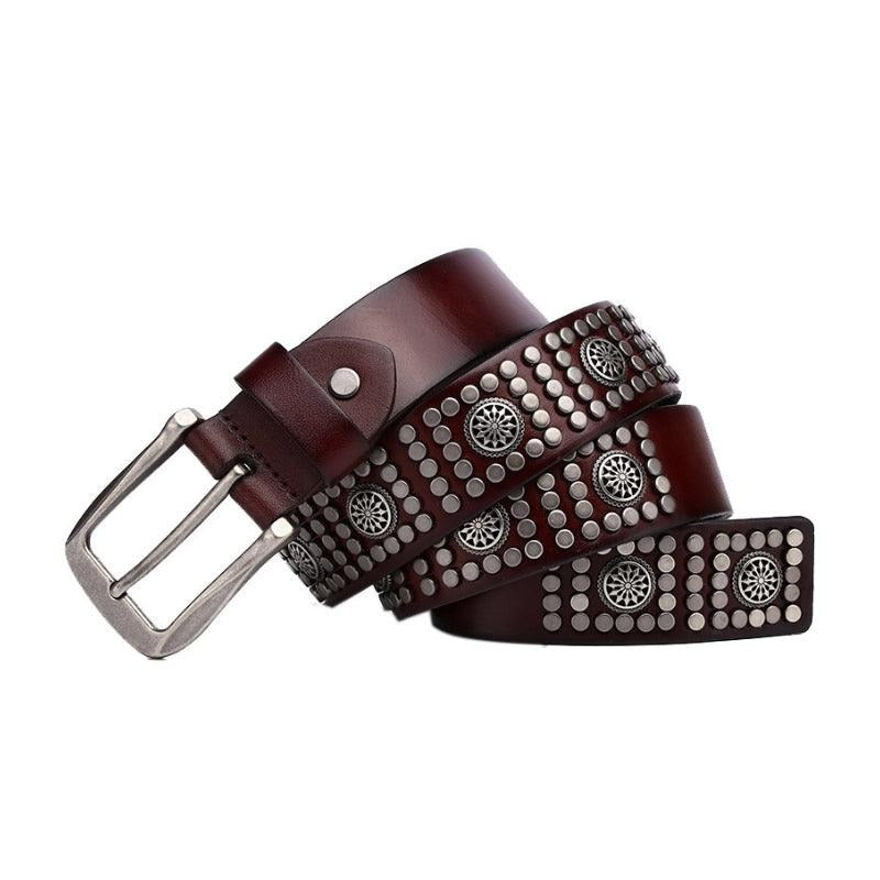 Ceinture Cloutée Homme Boucle Argentée Modèle Karn - La Ceinturerie