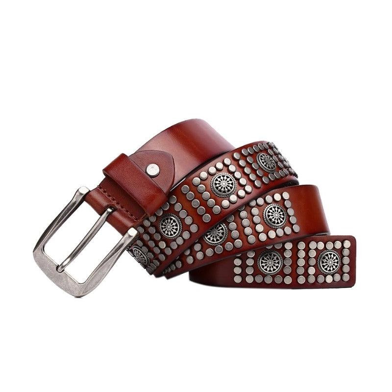 Ceinture Cloutée Homme Boucle Argentée Modèle Karn - La Ceinturerie