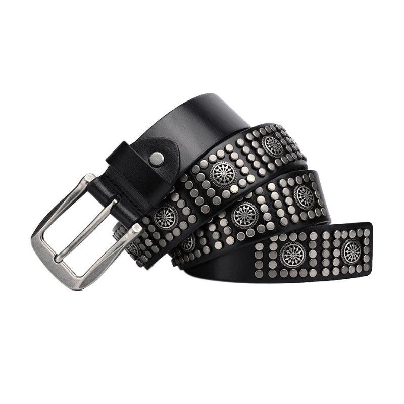 Ceinture Cloutée Homme Boucle Argentée Modèle Karn - La Ceinturerie