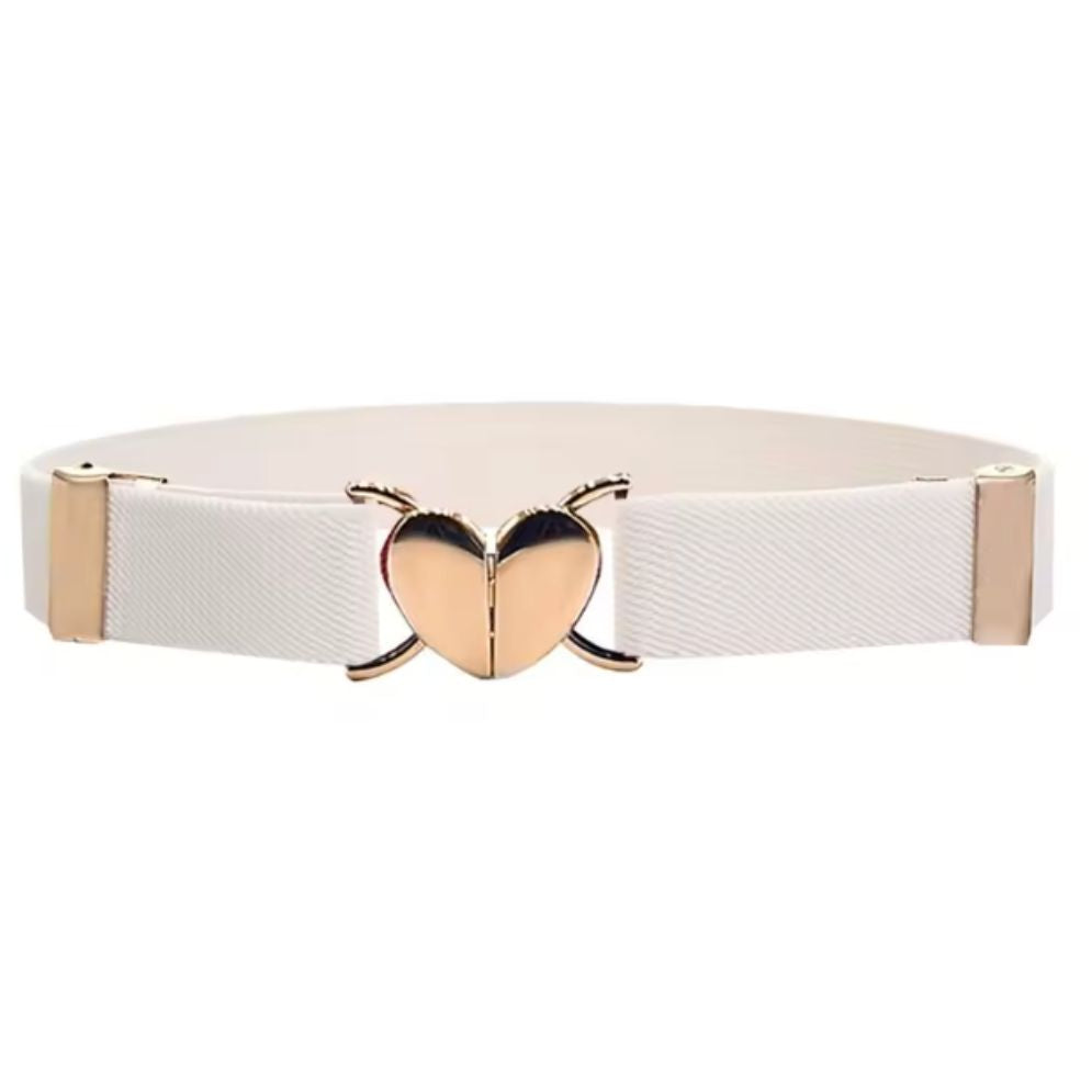 Ceinture Coeur pour Fille Extensible en Nylon Blanche