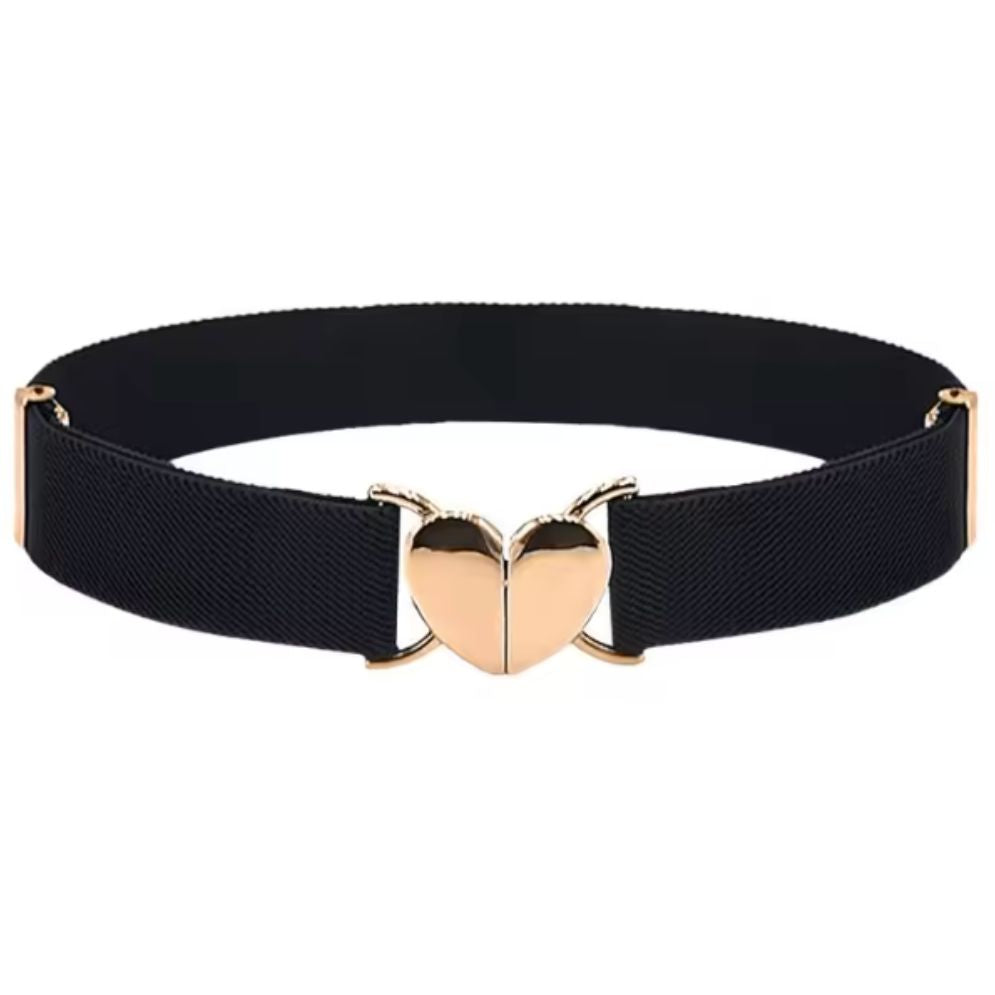 Ceinture Coeur pour Fille Extensible en Nylon Noire