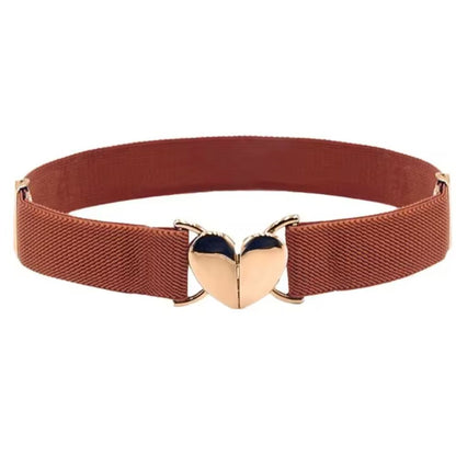 Ceinture Coeur pour Fille Extensible en Nylon Marron