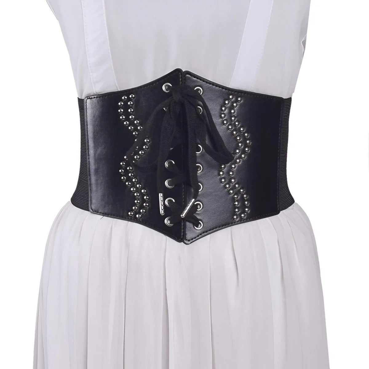 Ceinture Corset à Lacets avec Perles Modèle Alpa - La Ceinturerie
