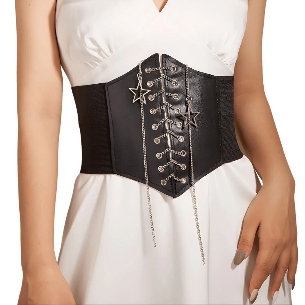 Ceinture Corset avec Chaînes Étoiles Modèle Alix