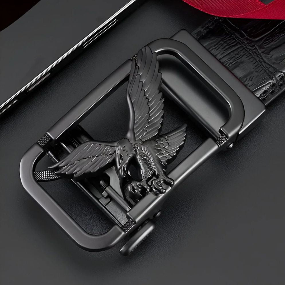 Ceinture Cuir Aspect Crocodile à Boucle Aigle homme Modèle Kimo


