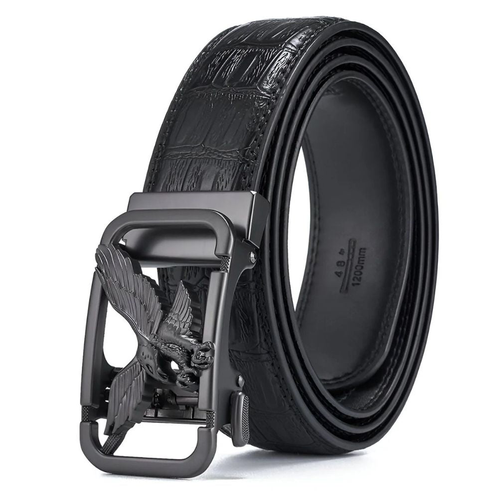 Ceinture Cuir Aspect Crocodile à Boucle Aigle homme Modèle Kimo