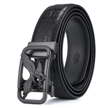 Ceinture Cuir Aspect Crocodile à Boucle Aigle homme Modèle Kimo