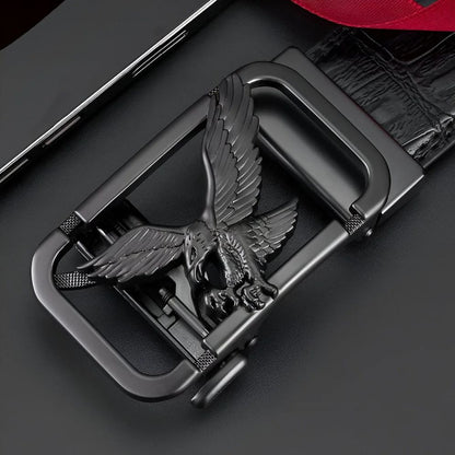 Ceinture Cuir Aspect Crocodile à Boucle Aigle homme Modèle Kimo