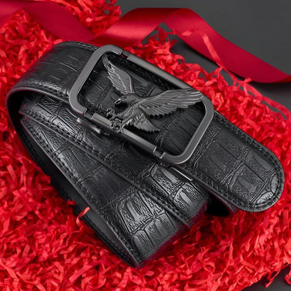 Ceinture Cuir Aspect Crocodile à Boucle Aigle homme Modèle Kimo