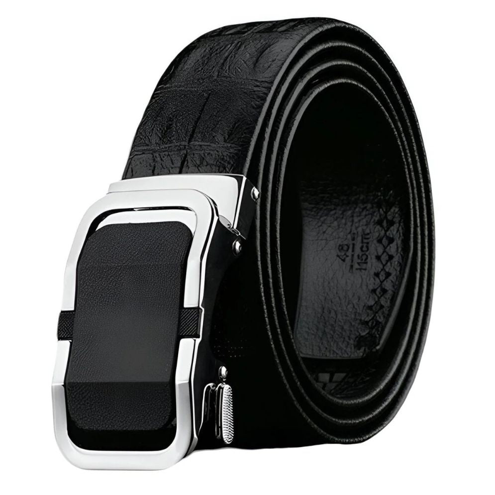 Ceinture Cuir Aspect Crocodile Boucle Automatique Pour Homme Modèle Corentin
