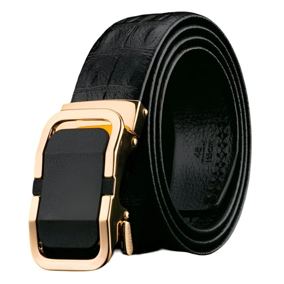 Ceinture Cuir Aspect Crocodile Boucle Automatique Pour Homme Modèle Corentin