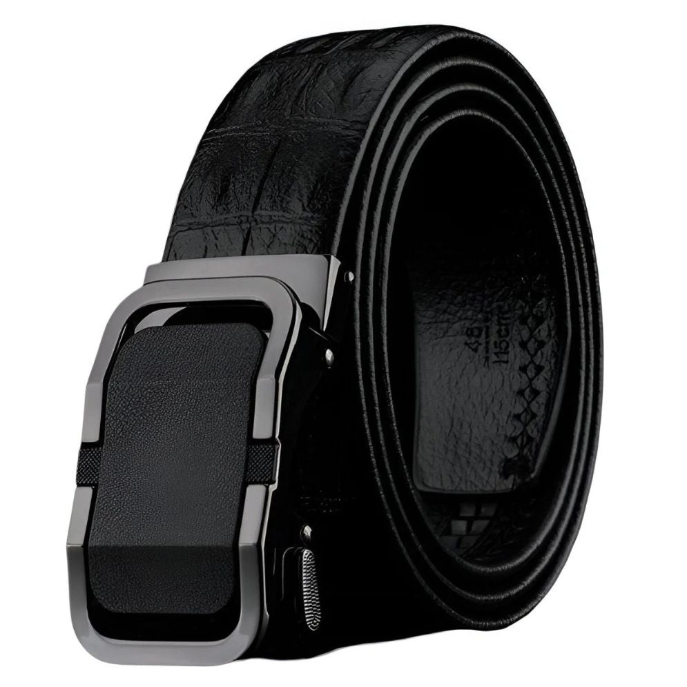 Ceinture Cuir Aspect Crocodile Boucle Automatique Pour Homme Modèle Corentin