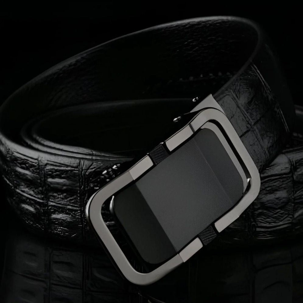 Ceinture Cuir Aspect Crocodile Boucle Automatique Pour Homme Modèle Corentin