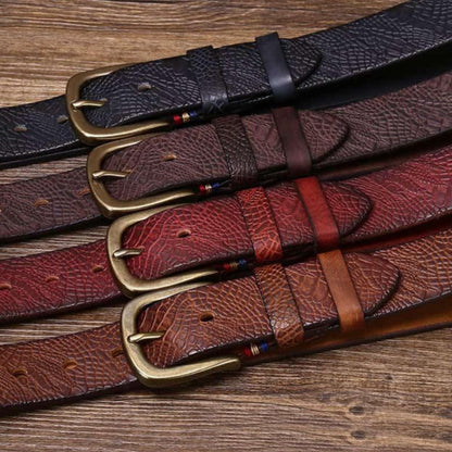 Ceinture Cuir Aspect Crocodile Boucle Élégante Homme - La Ceinturerie