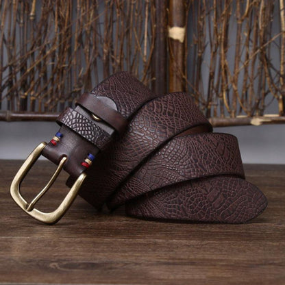 Ceinture Cuir Aspect Crocodile Boucle Élégante Homme - La Ceinturerie