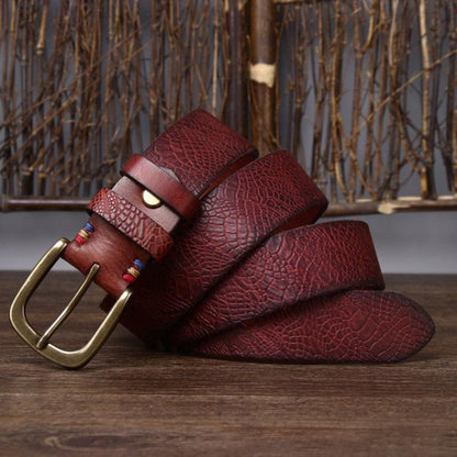 Ceinture Cuir Aspect Crocodile Boucle Élégante Homme - La Ceinturerie