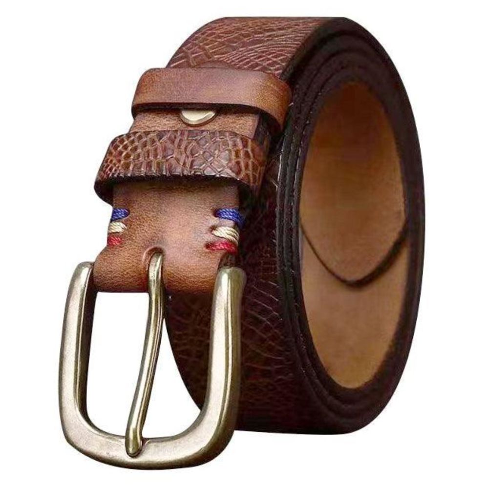 Ceinture Cuir Aspect Crocodile Boucle Élégante Homme - La Ceinturerie