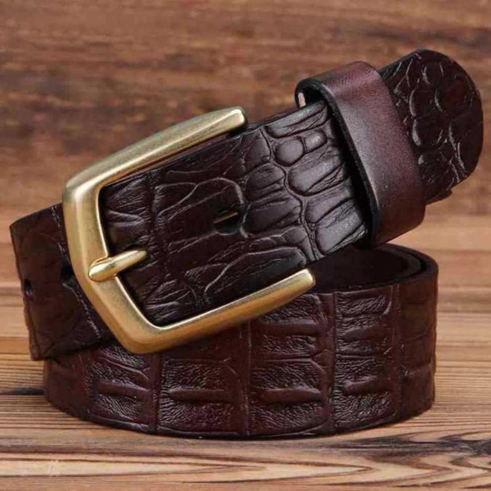 Ceinture Cuir Croco Boucle Dorée Homme Modèle Zolta - La Ceinturerie
