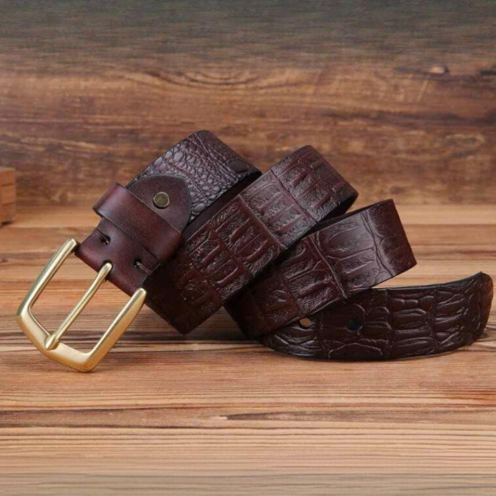 Ceinture Cuir Croco Boucle Dorée Homme Modèle Zolta - La Ceinturerie
