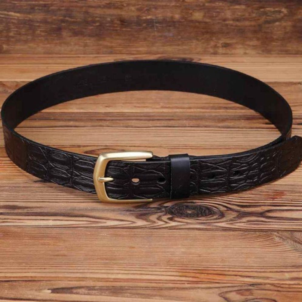Ceinture Cuir Croco Boucle Dorée Homme Modèle Zolta - La Ceinturerie

