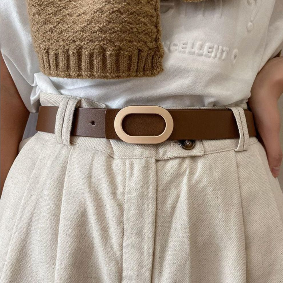 Ceinture Cuir Femme Grande Boucle Dorée - La Ceinturerie