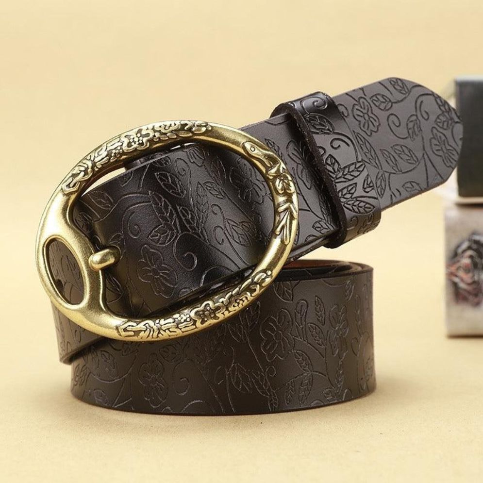 Ceinture en Cuir Bohème Femme Fleurs Modèle Fiona - La Ceinturerie