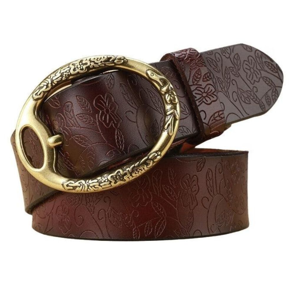 Ceinture en Cuir Bohème Femme Fleurs Modèle Fiona - La Ceinturerie