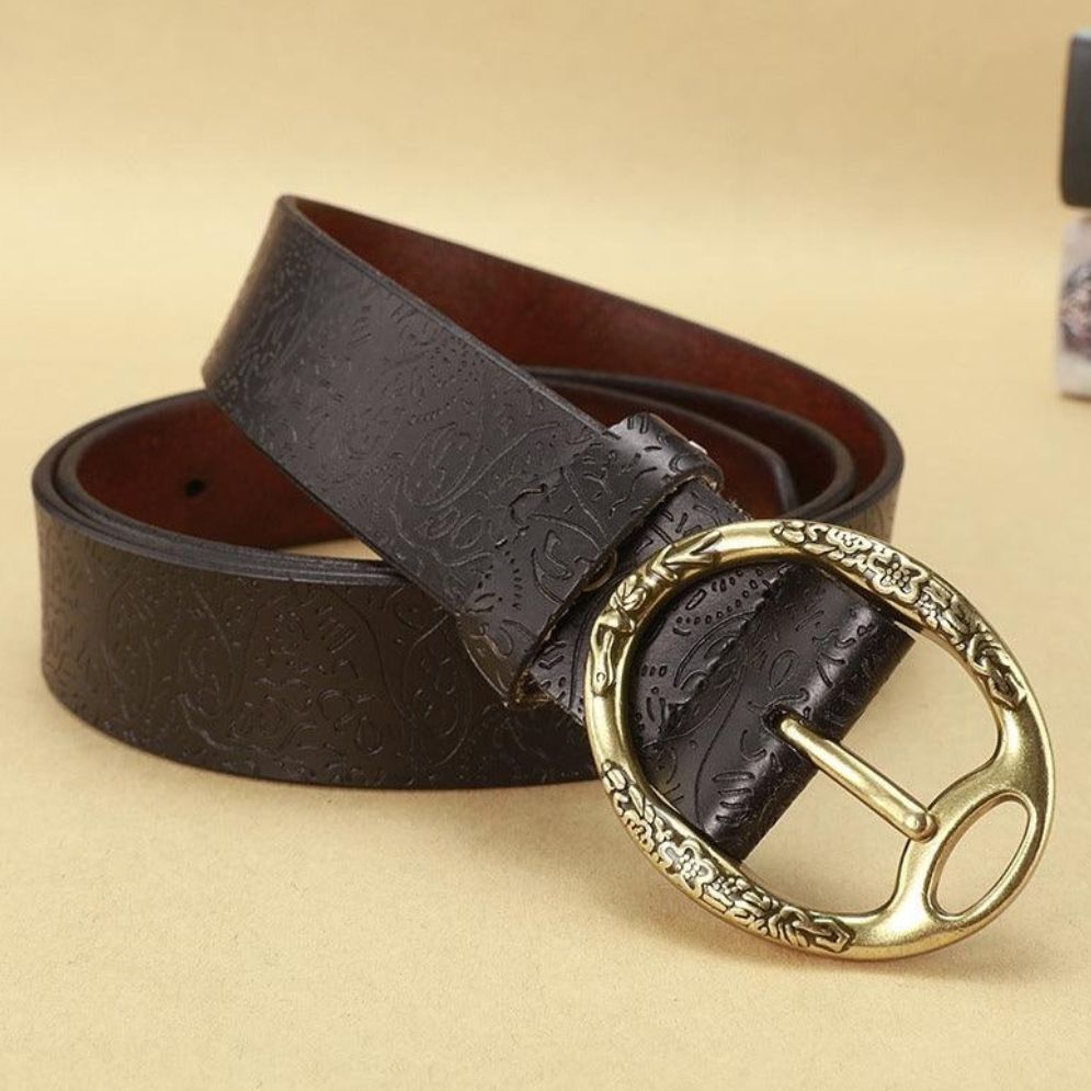 Ceinture en Cuir Bohème Femme Fleurs Modèle Fiona - La Ceinturerie
