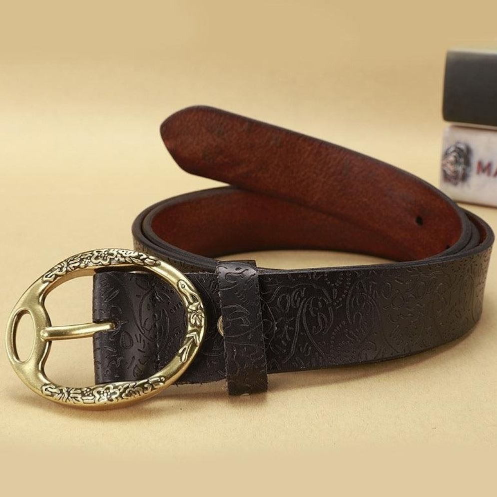 Ceinture en Cuir Bohème Femme Fleurs Modèle Fiona - La Ceinturerie