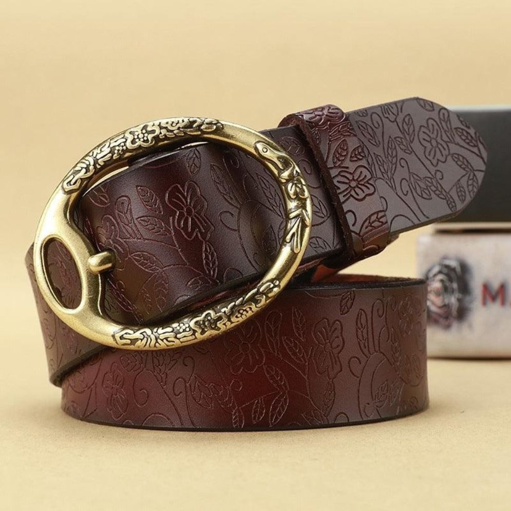 Ceinture en Cuir Bohème Femme Fleurs Modèle Fiona - La Ceinturerie