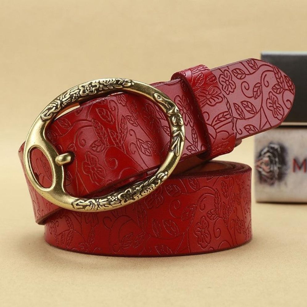 Ceinture en Cuir Bohème Femme Fleurs Modèle Fiona - La Ceinturerie