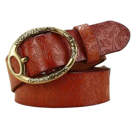 Ceinture en Cuir Bohème Femme Fleurs Modèle Fiona - La Ceinturerie