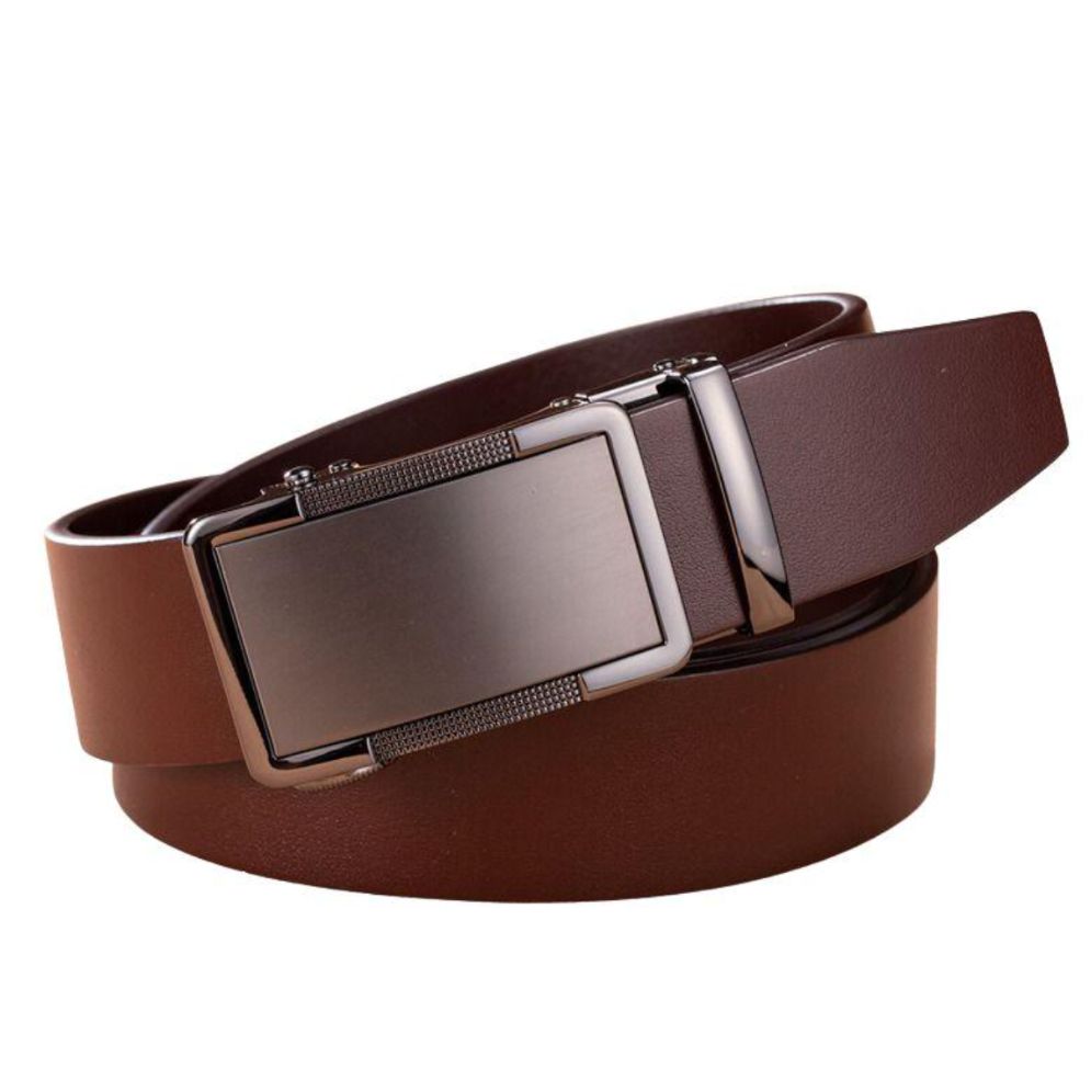 Ceinture de Costume en Cuir Boucle Automatique Marron