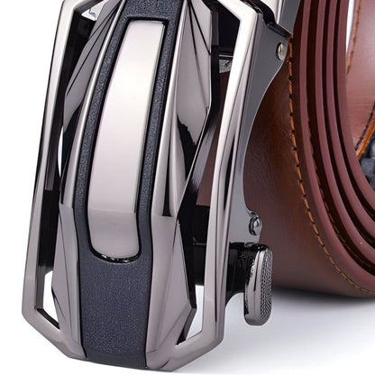 Ceinture Costume Cuir Pleine Fleur Boucle Automatique - La Ceinturerie