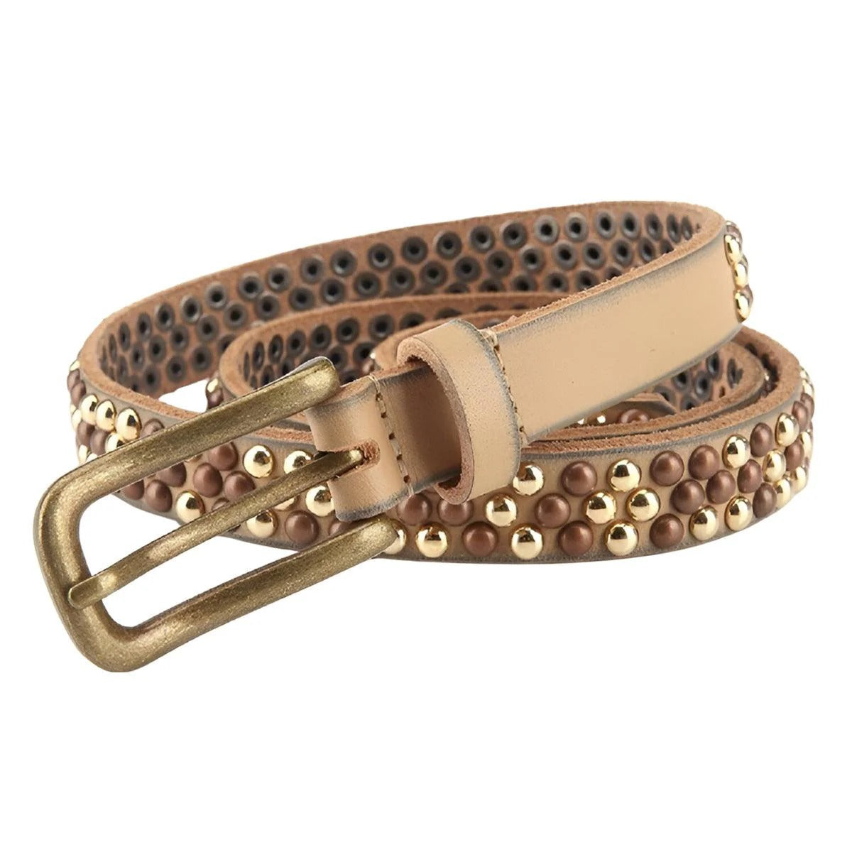Ceinture Dorée Cloutée pour Femme Modèle Katinka - La Ceinturerie

