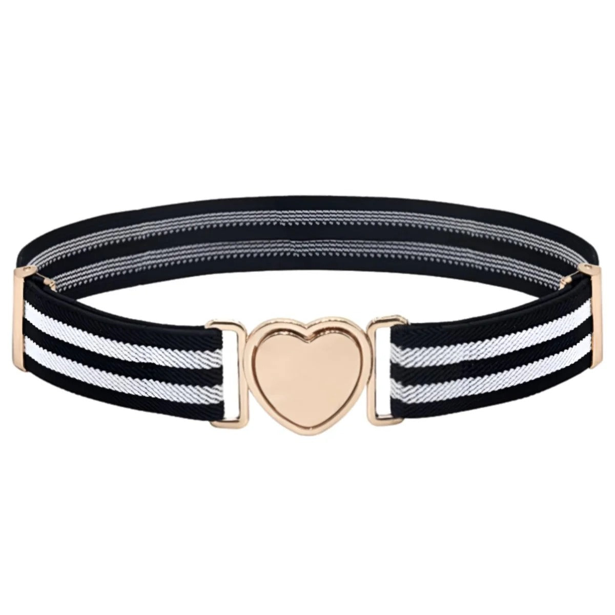 Ceinture Attache Rapide en Forme de Coeur Fille à Rayures Modèle Lucky - La Ceinturerie