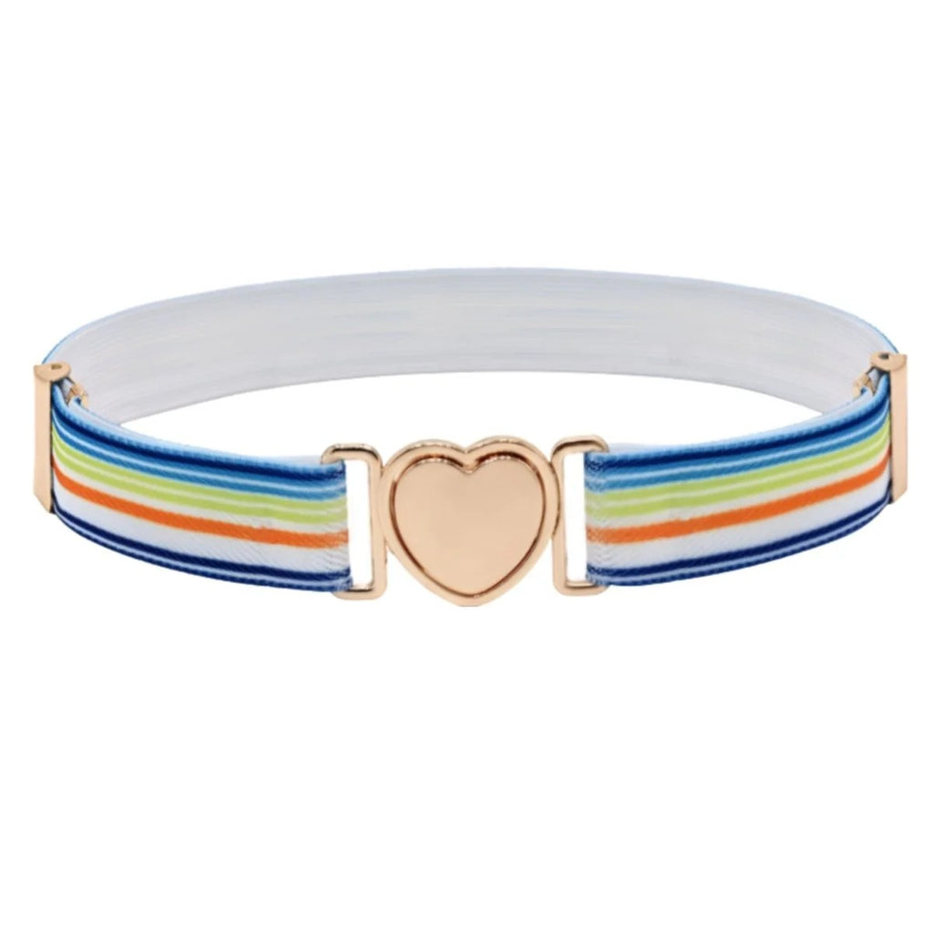 Ceinture Attache Rapide en Forme de Coeur Fille à Rayures Modèle Lucky - La Ceinturerie