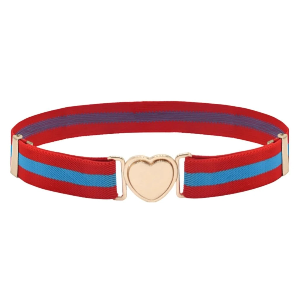 Ceinture Attache Rapide en Forme de Coeur Fille à Rayures Modèle Lucky - La Ceinturerie
