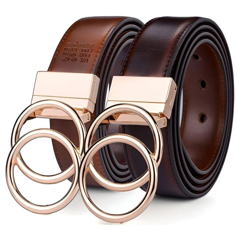 Ceinture en Cuir à Boucle Ronde Femme Réversible 2 en 1 - La Ceinturerie