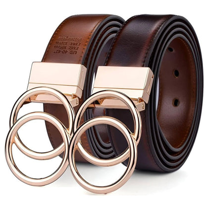 Ceinture en Cuir à Boucle Ronde Femme Réversible 2 en 1 - La Ceinturerie