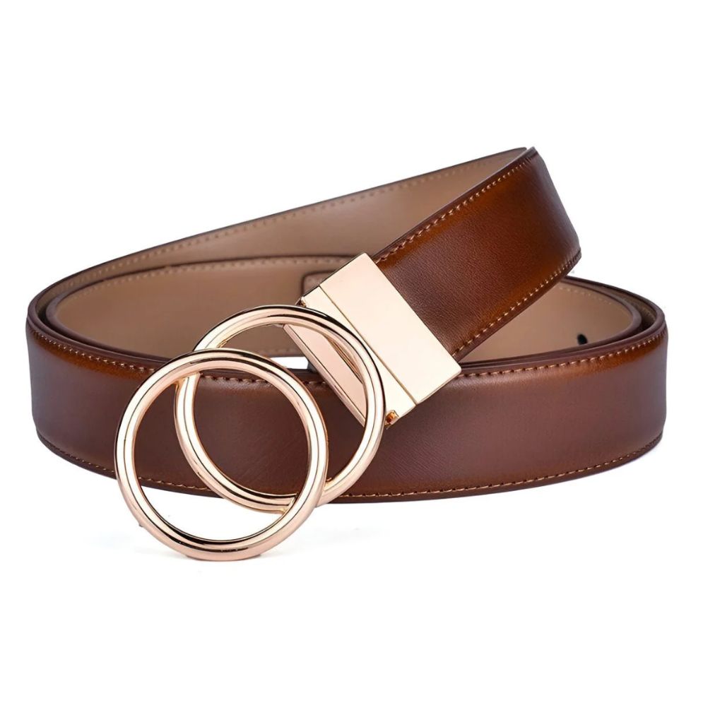 Ceinture en Cuir à Boucle Ronde Femme Réversible 2 en 1 - La Ceinturerie