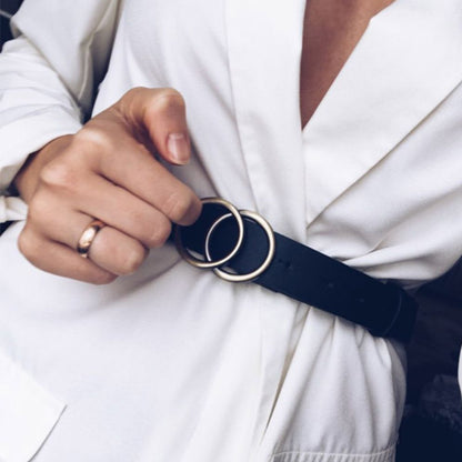 Ceinture en Cuir à Boucle Ronde Femme Réversible 2 en 1 - La Ceinturerie