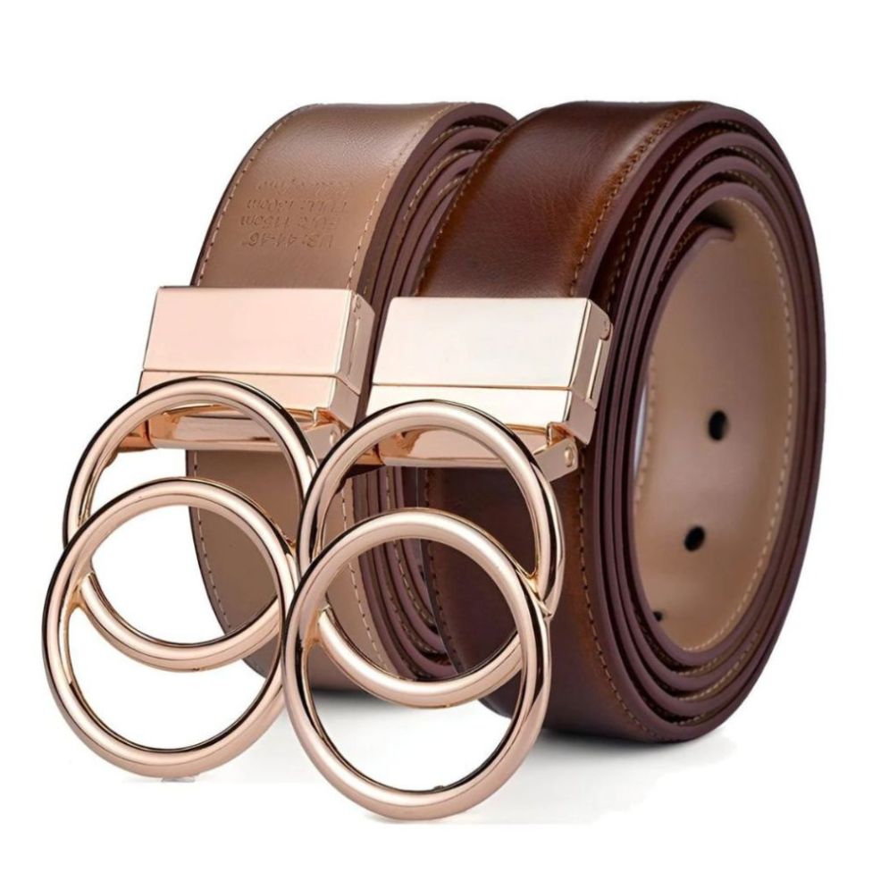 Ceinture en Cuir Boucle Ronde Femme Réversible 2 en 1 - La Ceinturerie

