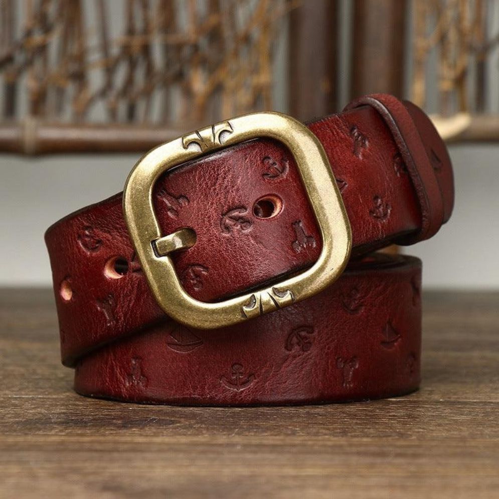 Ceinture en Cuir à Motifs Marins Femme Modèle Thanica