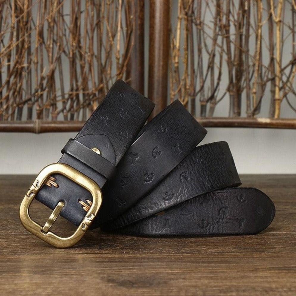 Ceinture en Cuir à Motifs Marins Femme Modèle Thanica
