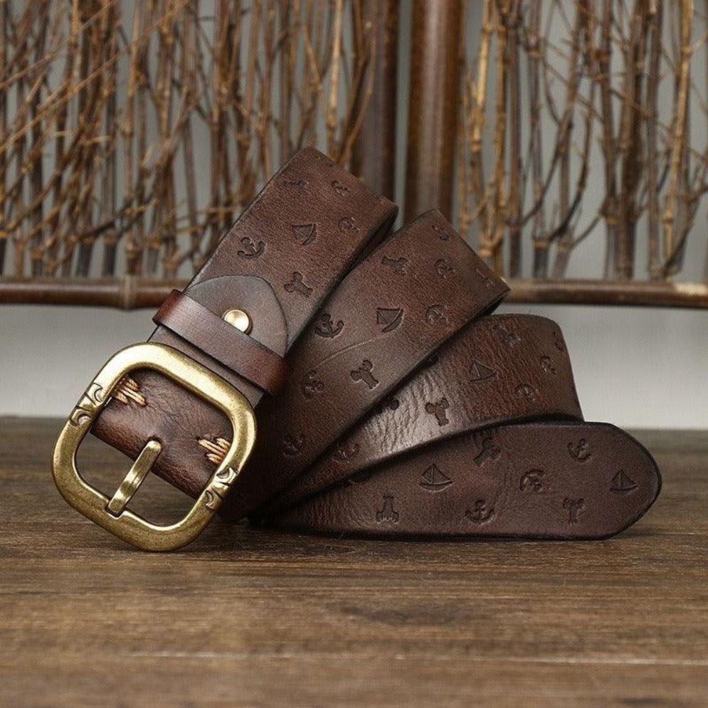 Ceinture en Cuir à Motifs Marins Femme Modèle Thanica