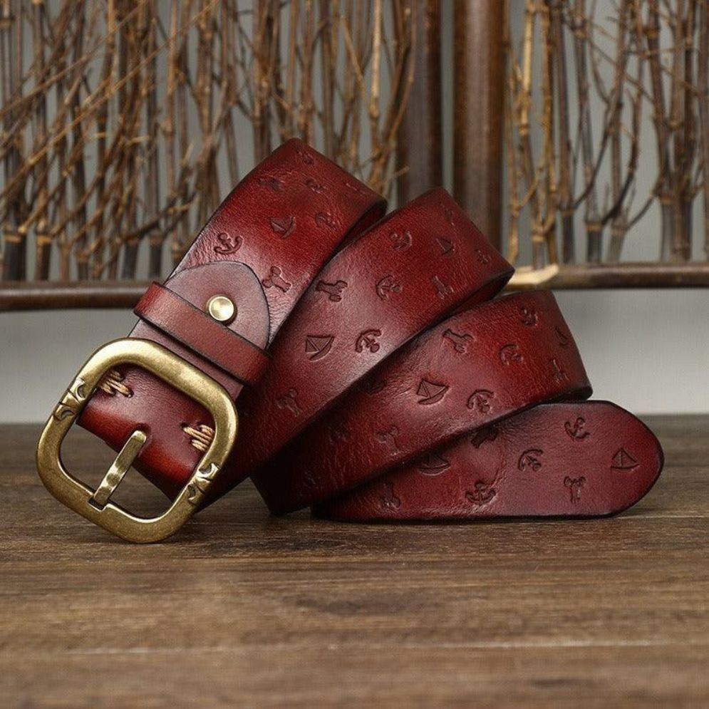 Ceinture en Cuir à Motifs Marins Femme Modèle Thanica
