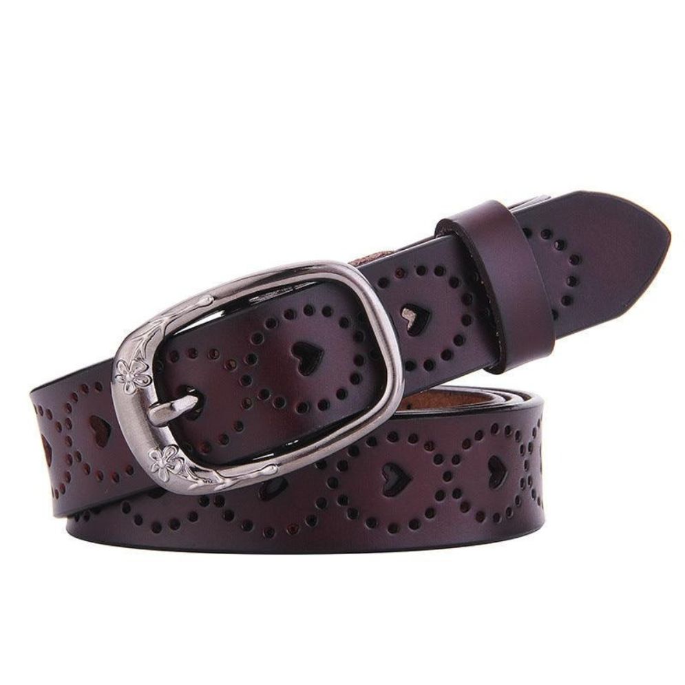 Ceinture en Cuir Ajouré Coeurs Fleurs Modèle Krista - La Ceinturerie