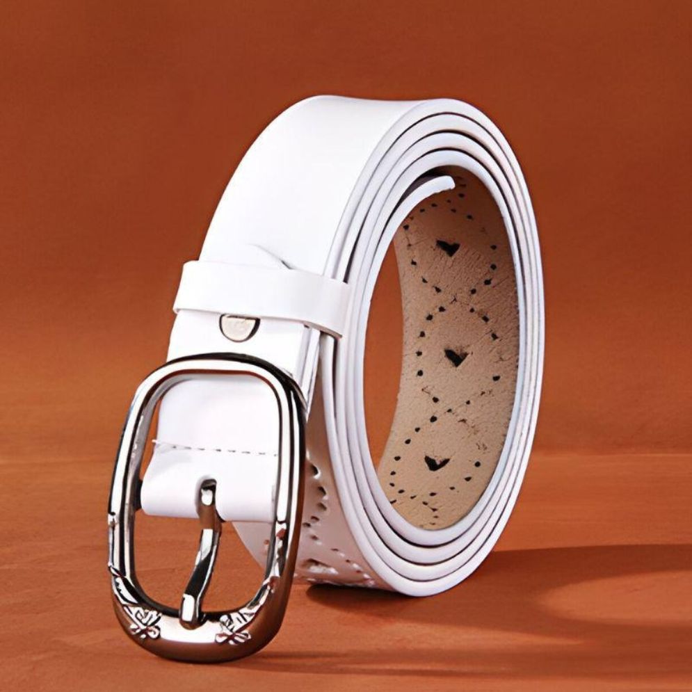 Ceinture en Cuir Ajouré Coeurs Fleurs Modèle Krista - La Ceinturerie