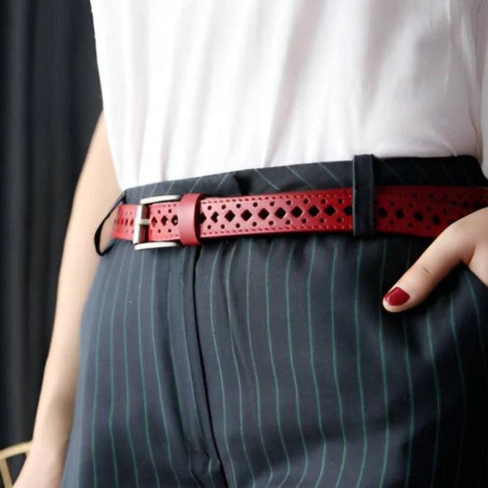 Ceinture en Cuir Ajourée pour Femme Modèle Eteri - La Ceinturerie
